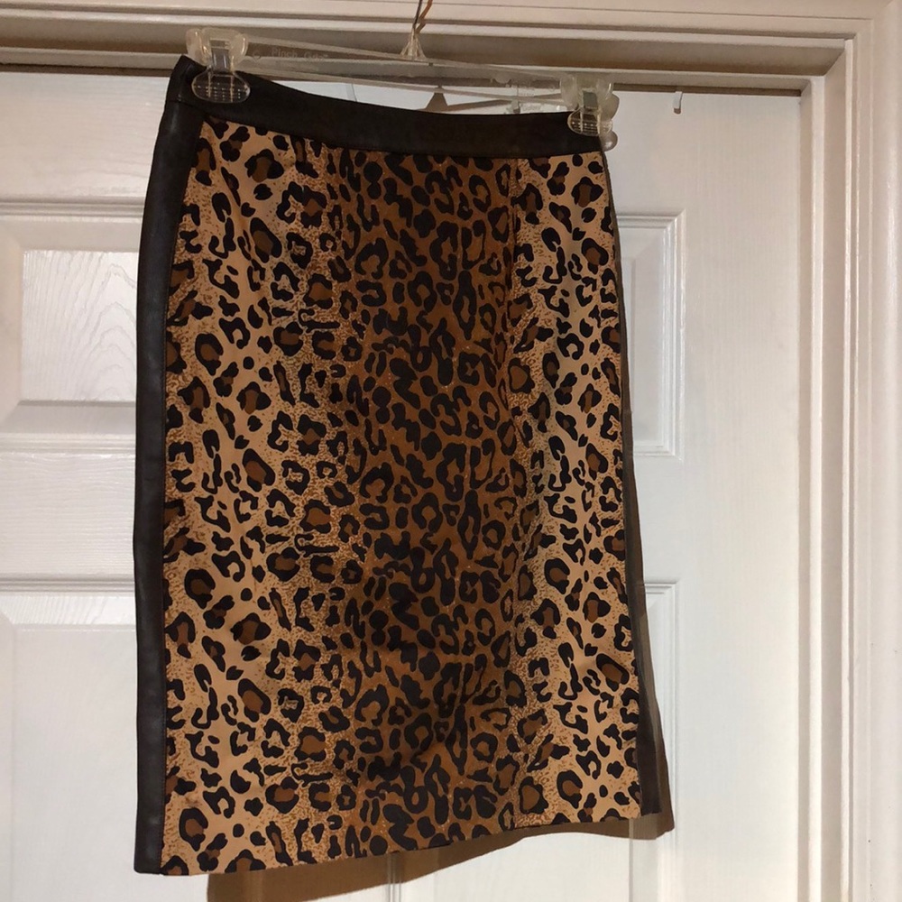 DonCaster leopard & leather skirt